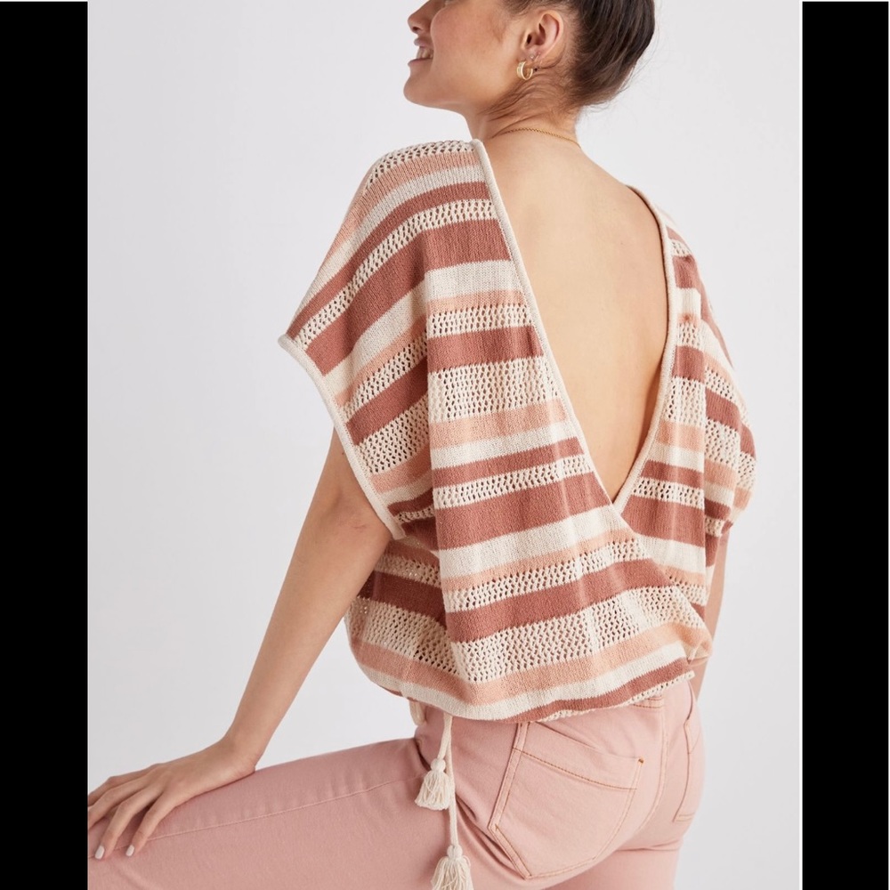 Anthropologie Striped Side Tie Poncho- NWT